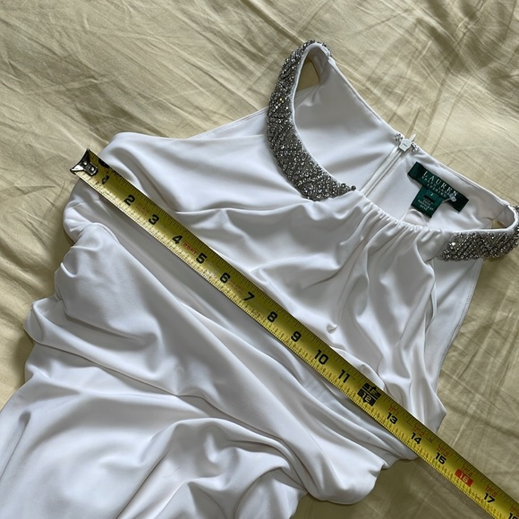 Ralph Lauren evening, beaded collar column, maxi dress with front slit - Picture 6 of 10